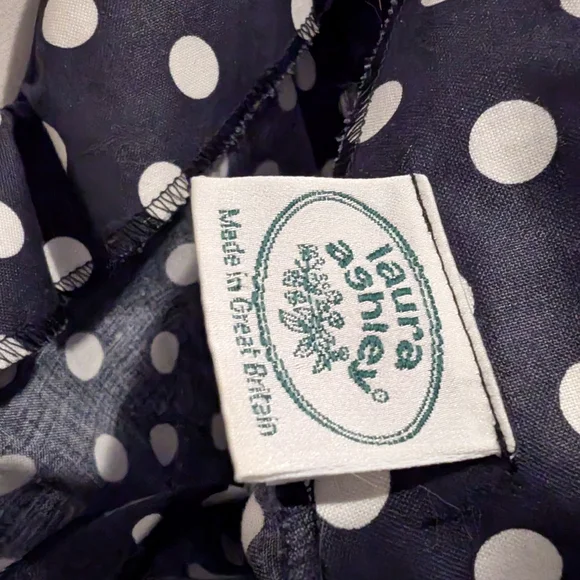 Vintage LAURA ASHLEY Dress 12 Corset Black White Polka Dot Rockabilly Pinup 80s - Picture 4 of 7